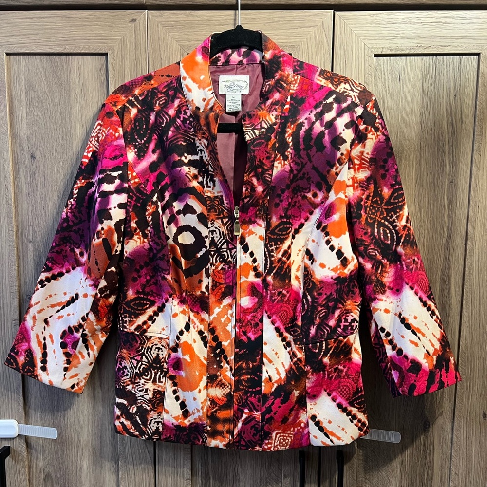 Molly & Maxx Jacket Size Medium Full Zip Lined 3/4 Sleeve